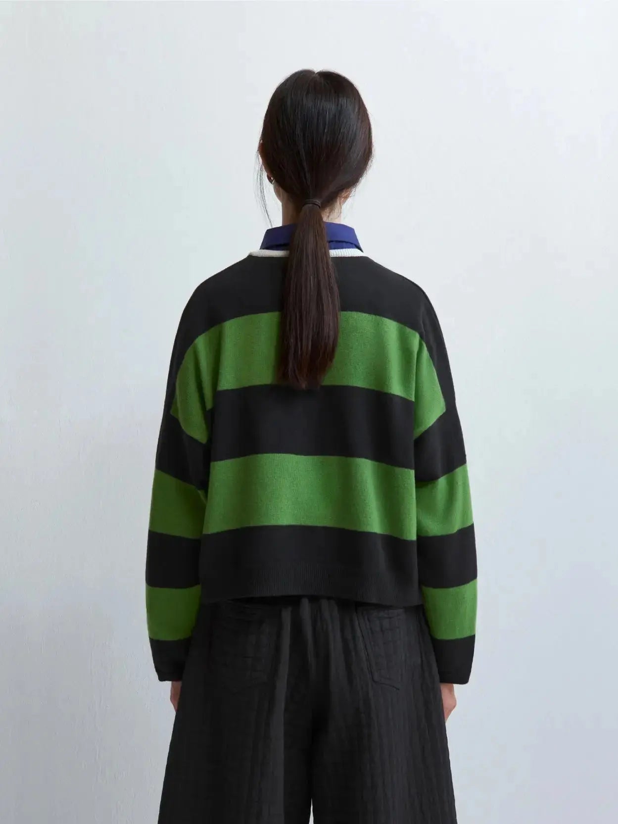 Merino Wool Striped Polo Sweater Herba Cordera