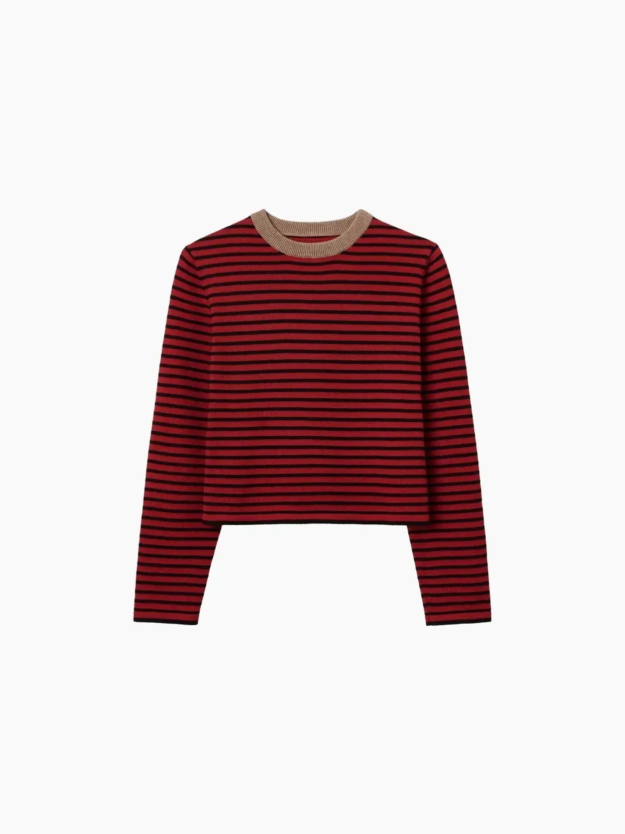 Merino Wool Striped T-Shirt Red Cordera