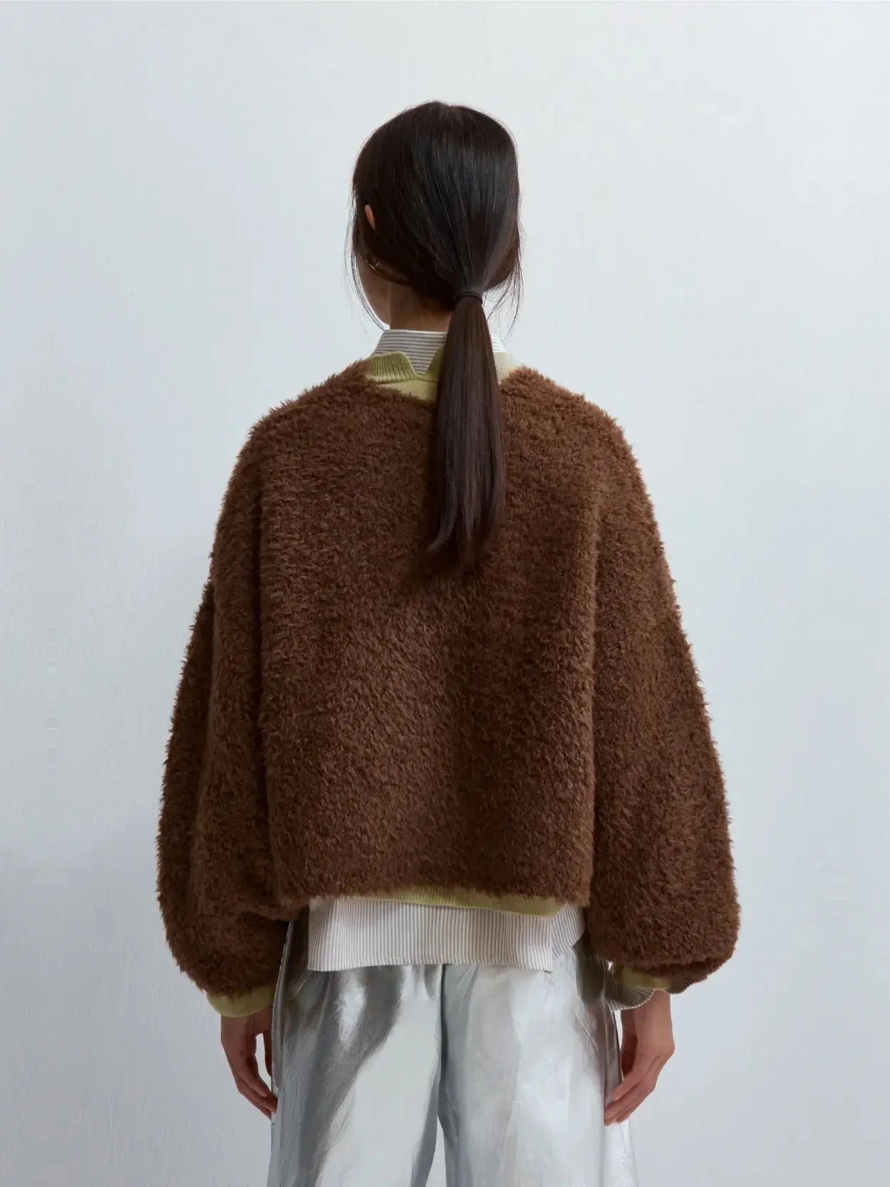 Teddy Cropped Cardigan Acorn Cordera