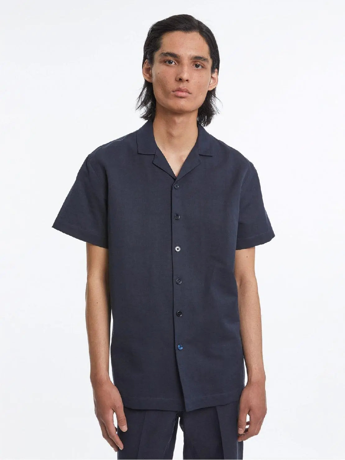 Dark Navy Cotton-Linen Shirt - Schnayderman's Schnaydermans