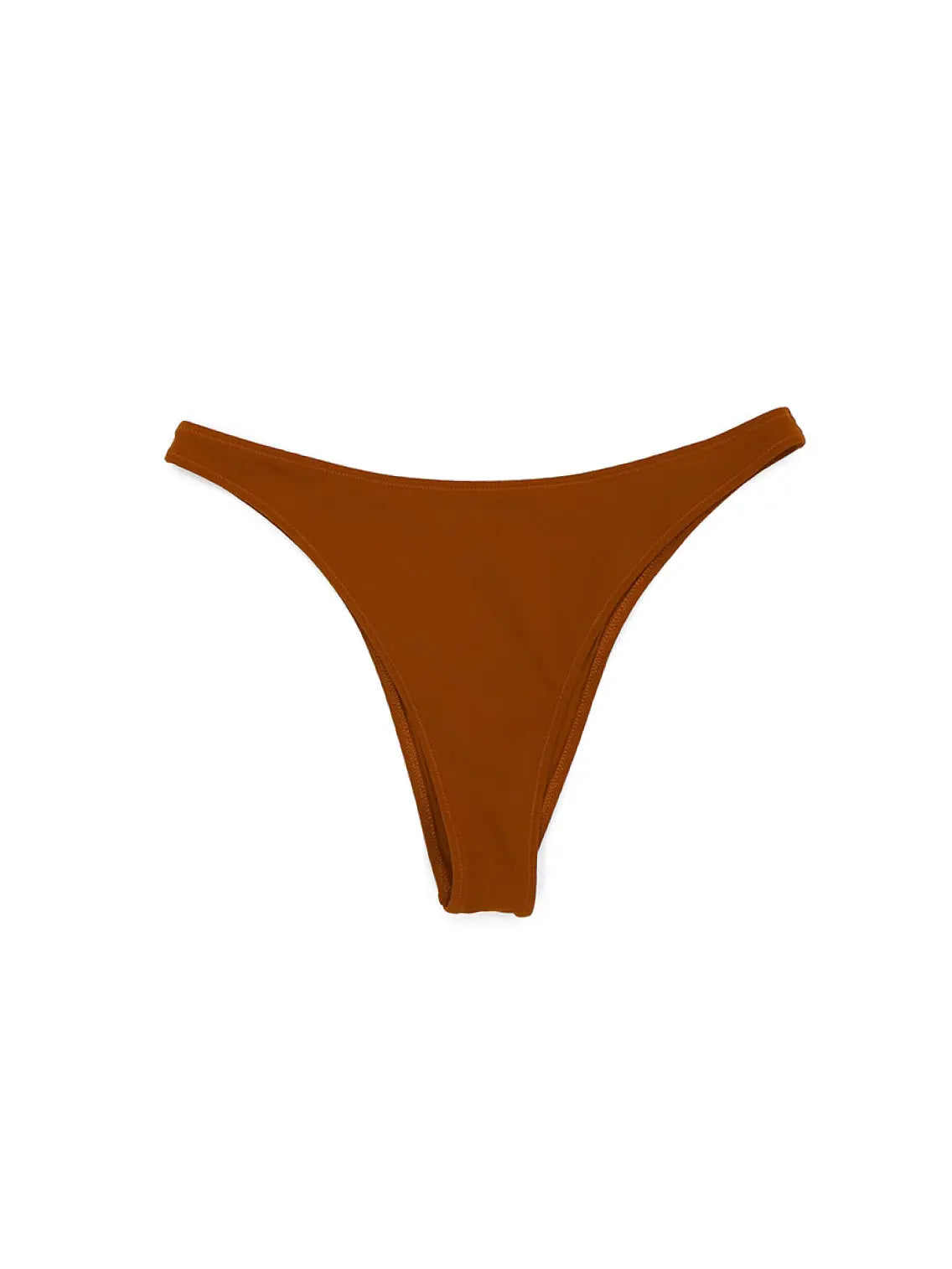 A pair of solid brown bikini bottoms are displayed against a plain white background. The Trentotto Terracota Bikini Bottom by Lido, available at Bassal Store in Barcelona, features a simple design with high-cut legs and a minimalistic style.