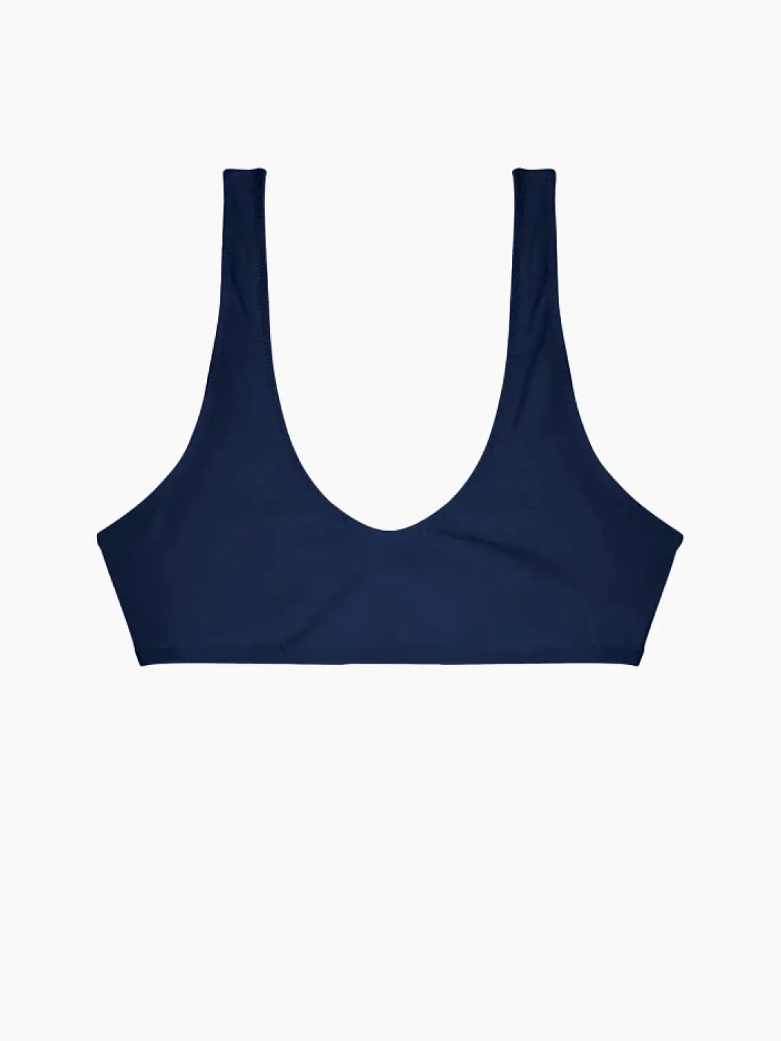 A Trentuno Bikini Top Navy Blue by Lido with a wide scoop neckline and thick shoulder straps, available at BassalStore in Barcelona. The fabric appears smooth and stretchy, offering a simple and minimalistic design against a plain white background.