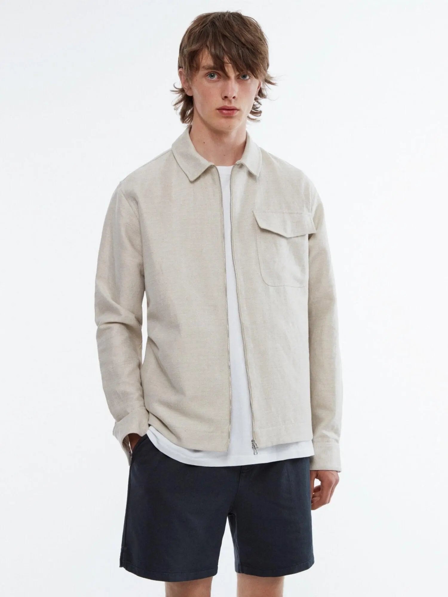 Twill Sand Zip Shirt - Schnaydermans Schnaydermans
