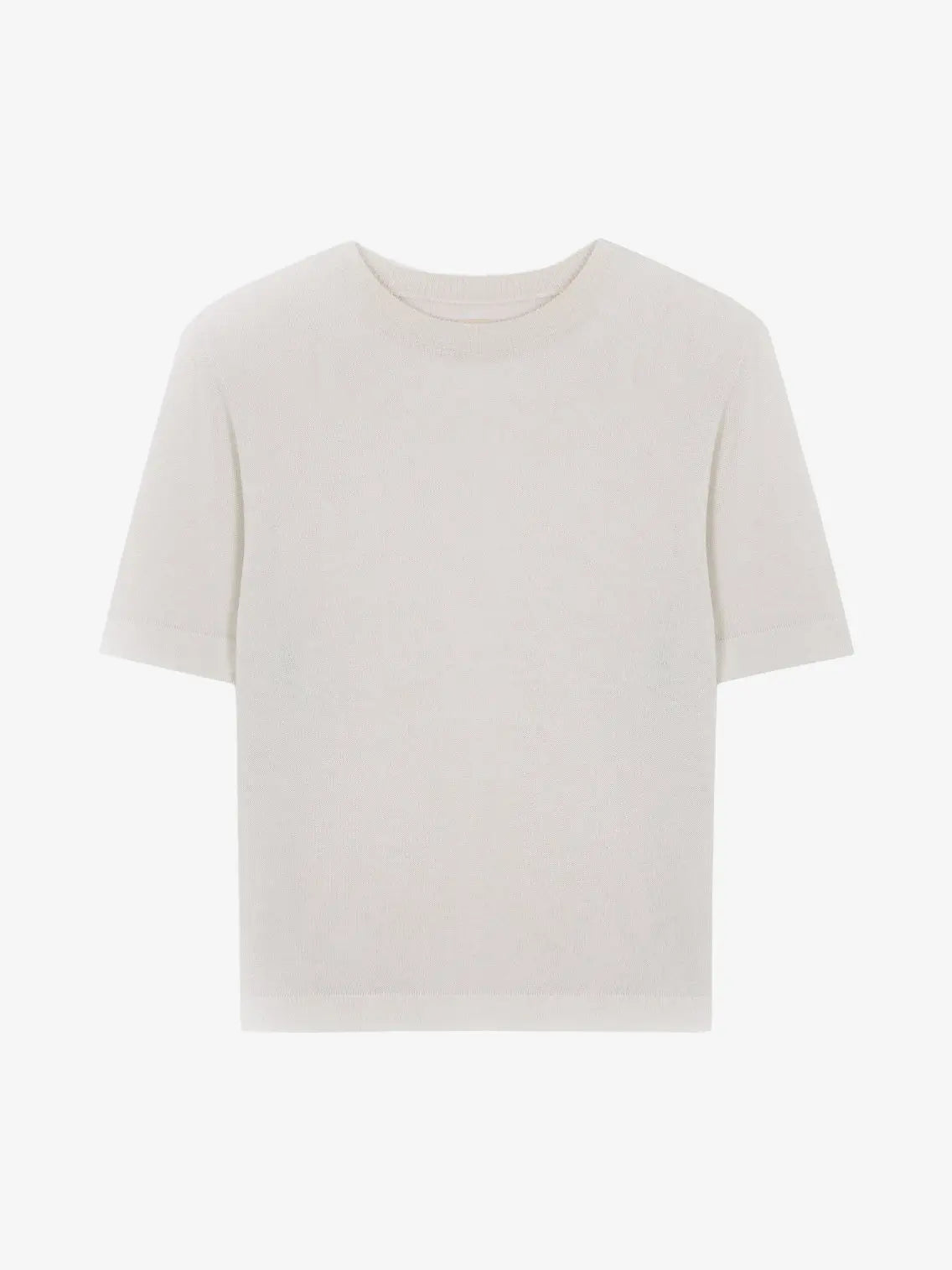 A plain, short-sleeved, white Viscose T-Shirt Marshmallow with a round neckline from Cordera displayed against a white background. Available at bassalstore in Barcelona, this shirt is simple and unadorned, highlighting its clean and minimalist design.